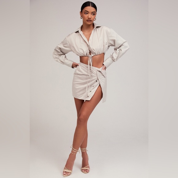 Mistress Rocks Two Piece Skirt & Cropped Tie Waist Shirt Set - House of CB XS - Picture 6 of 11